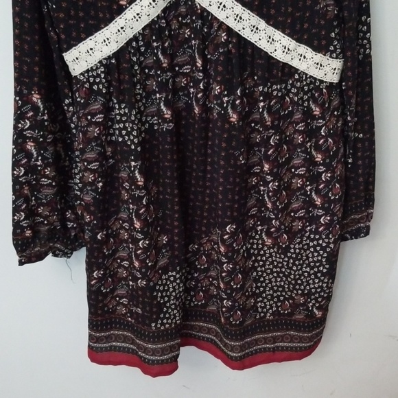 Entro Boho Dress Black Floral Peasant Print S - Picture 2 of 5